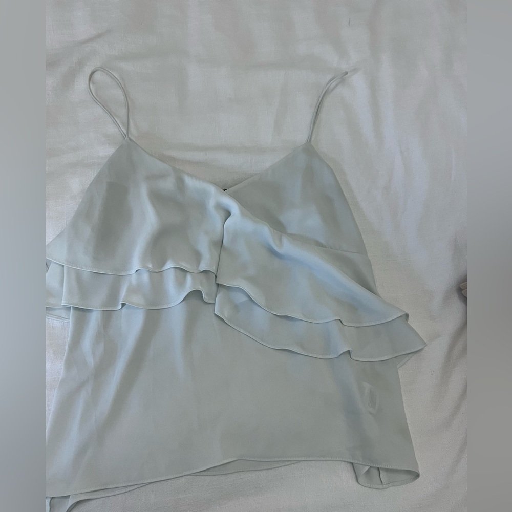 J. Crew light blue ruffle tank top